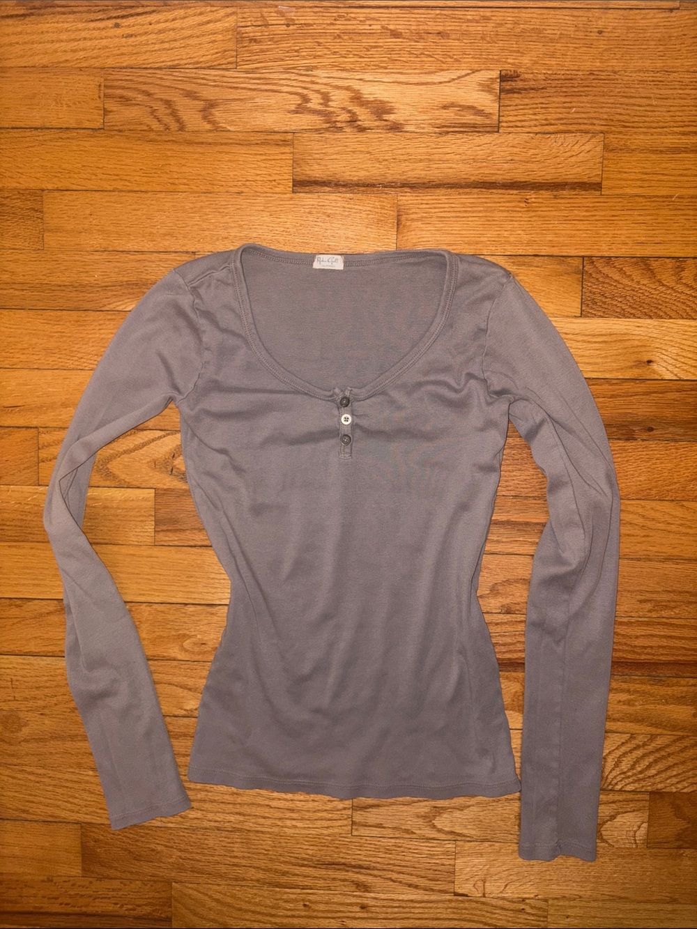 Brandy Melville Long Sleeve Henley Top - Gray